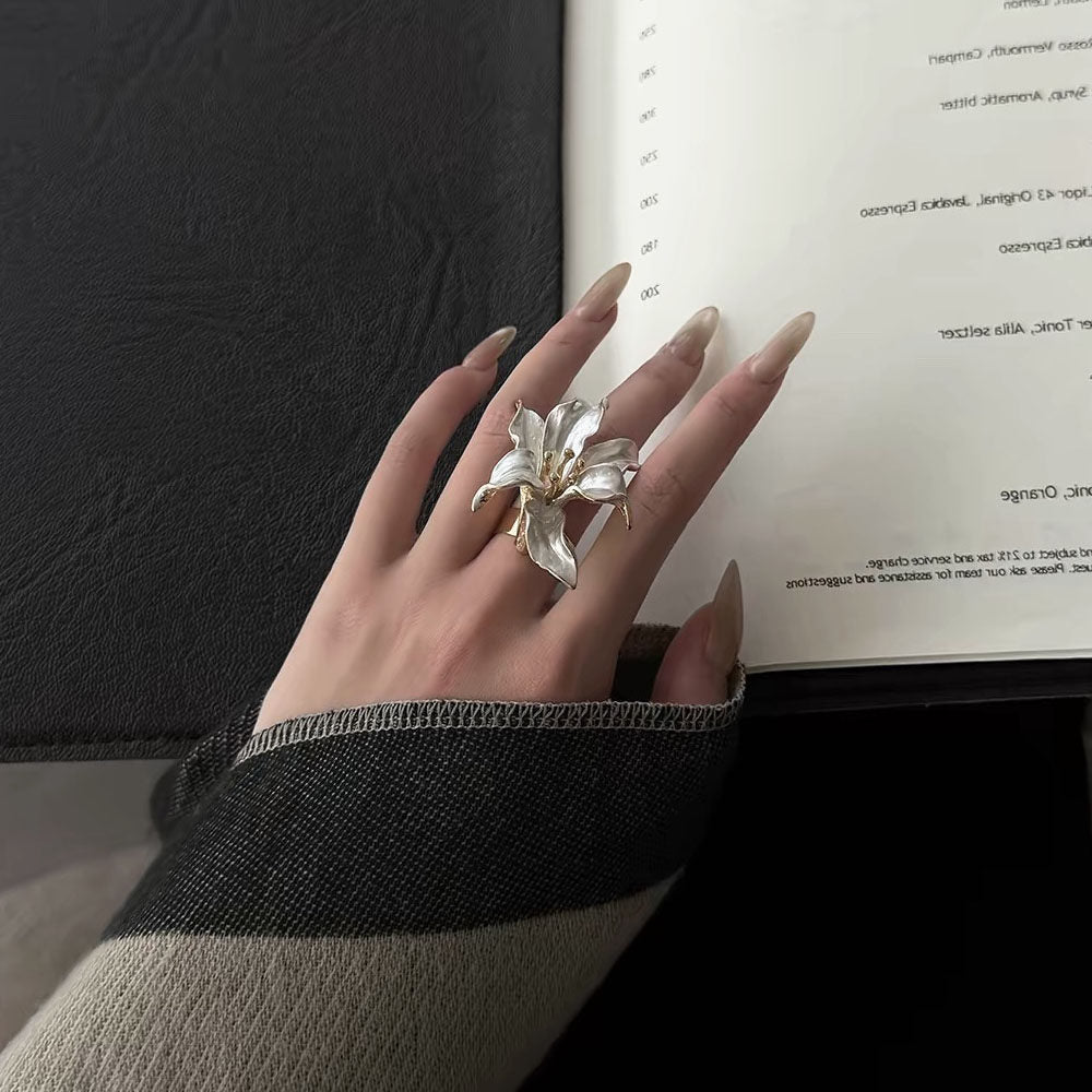 French Lily Petal open Ring AND Earrings