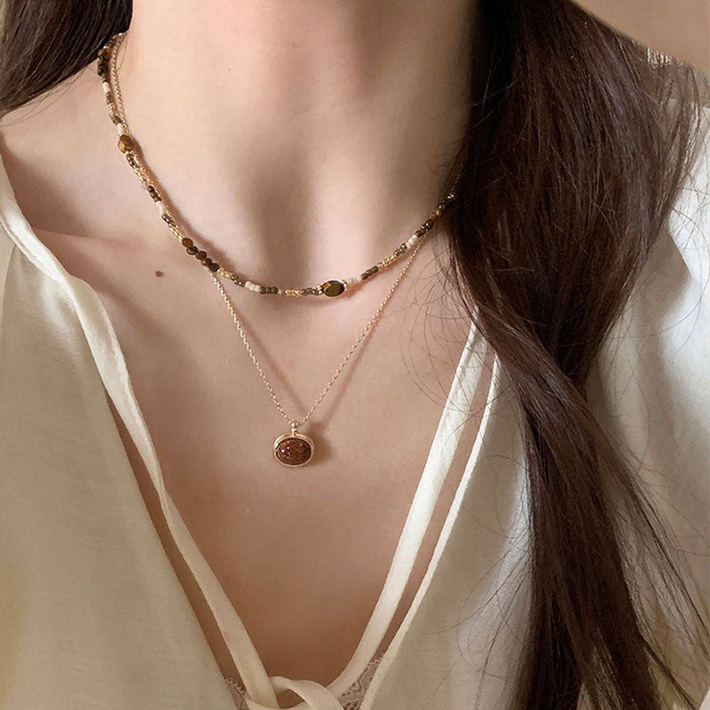 Tiger Eye Beaded stacked necklace