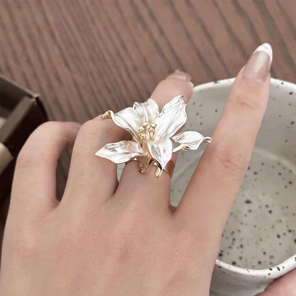 French Lily Petal open Ring AND Earrings