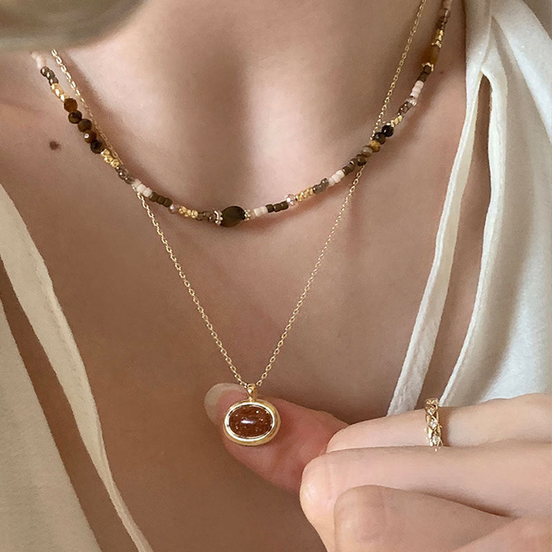 Tiger Eye Beaded stacked necklace