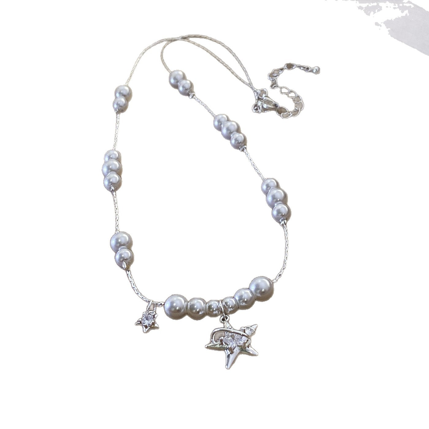 Zircon Pearl Beaded star adjustable necklace