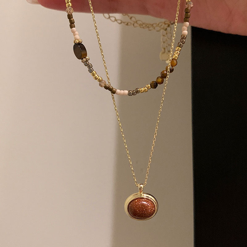 Tiger Eye Beaded stacked necklace