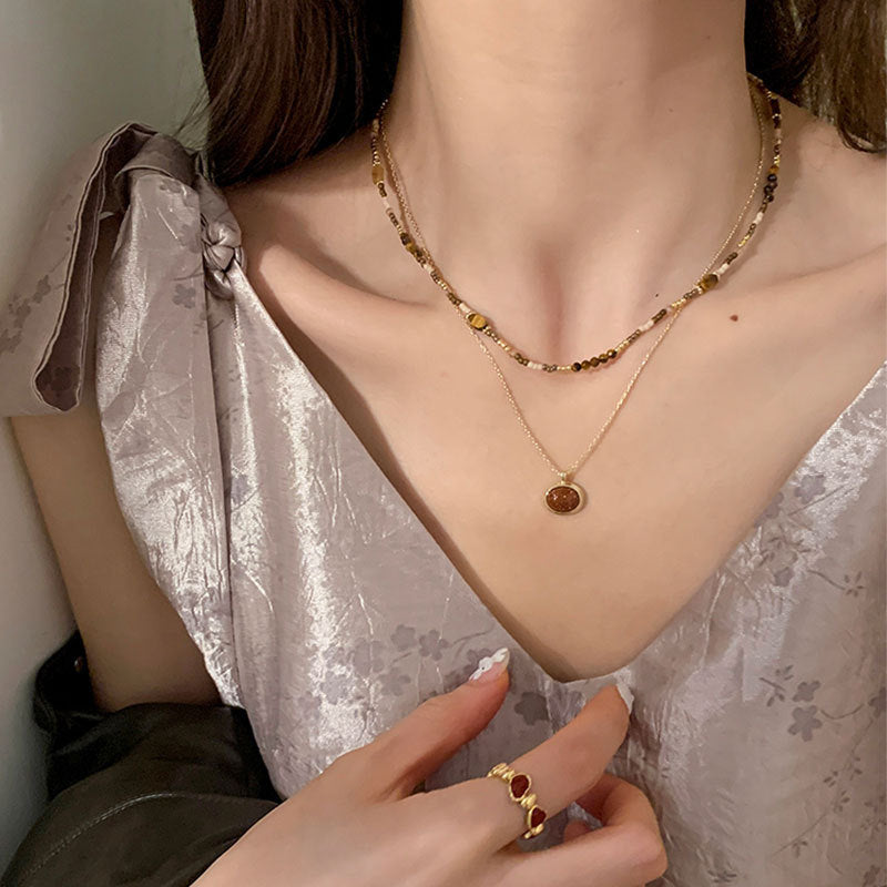 Tiger Eye Beaded stacked necklace