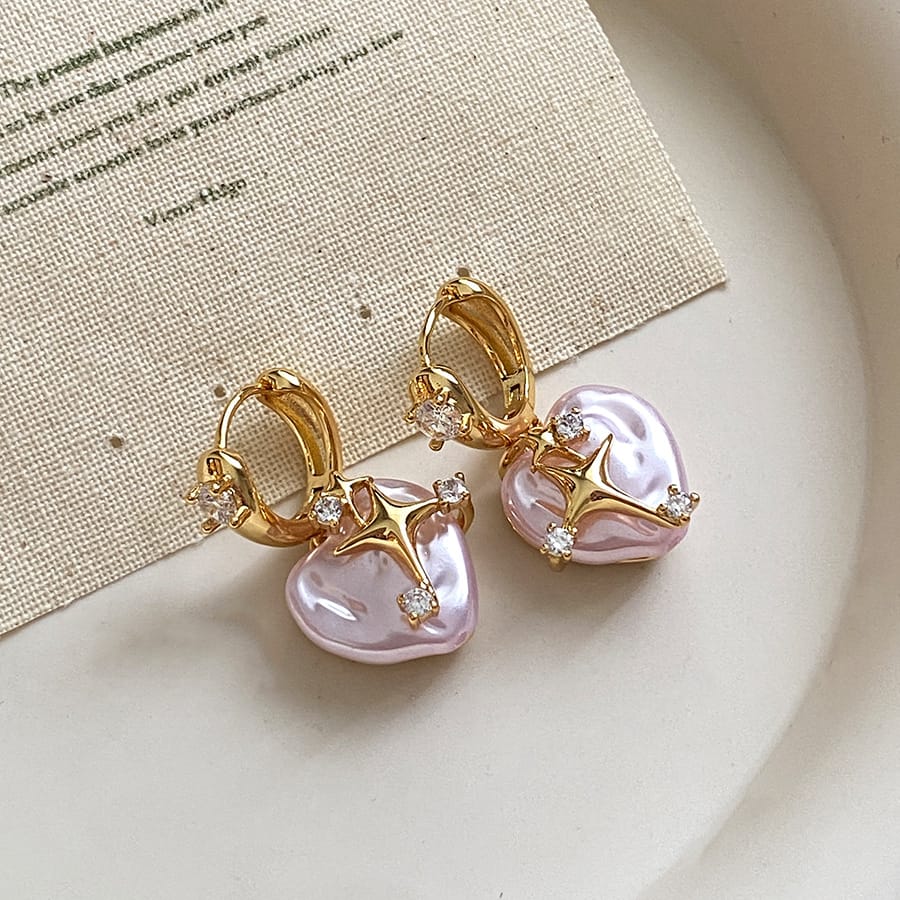 Pearl Zircon Buckles Earrings