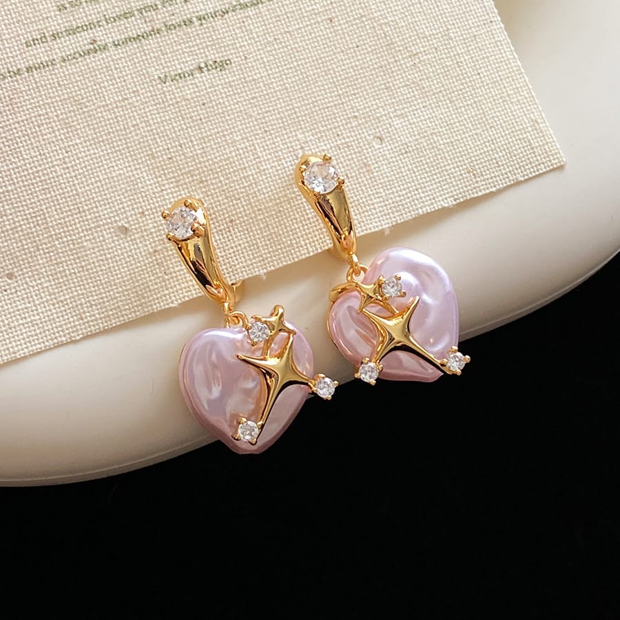Pearl Zircon Buckles Earrings