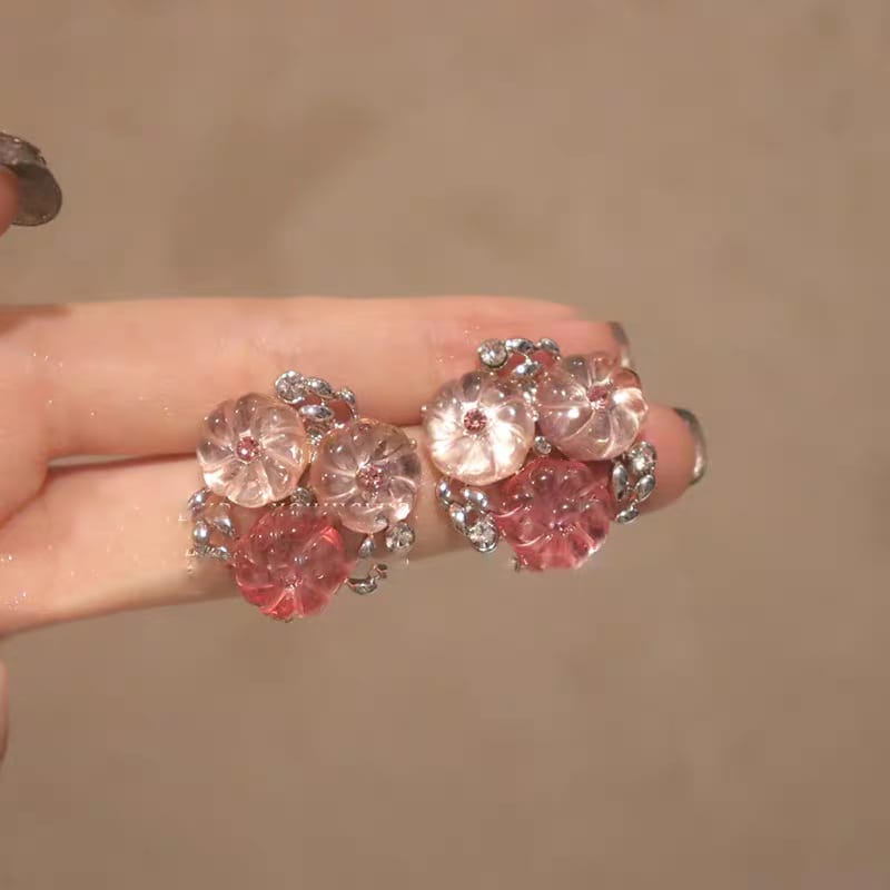 Jelly Flower Silver Needle Earrings