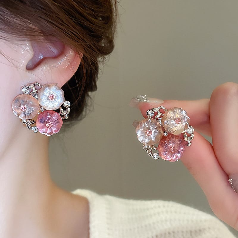 Jelly Flower Silver Needle Earrings