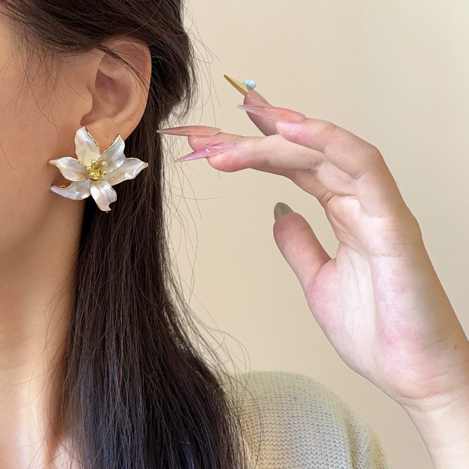 French Lily Petal open Ring AND Earrings