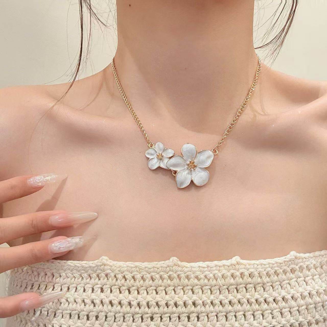 Enamel Flower Necklace
