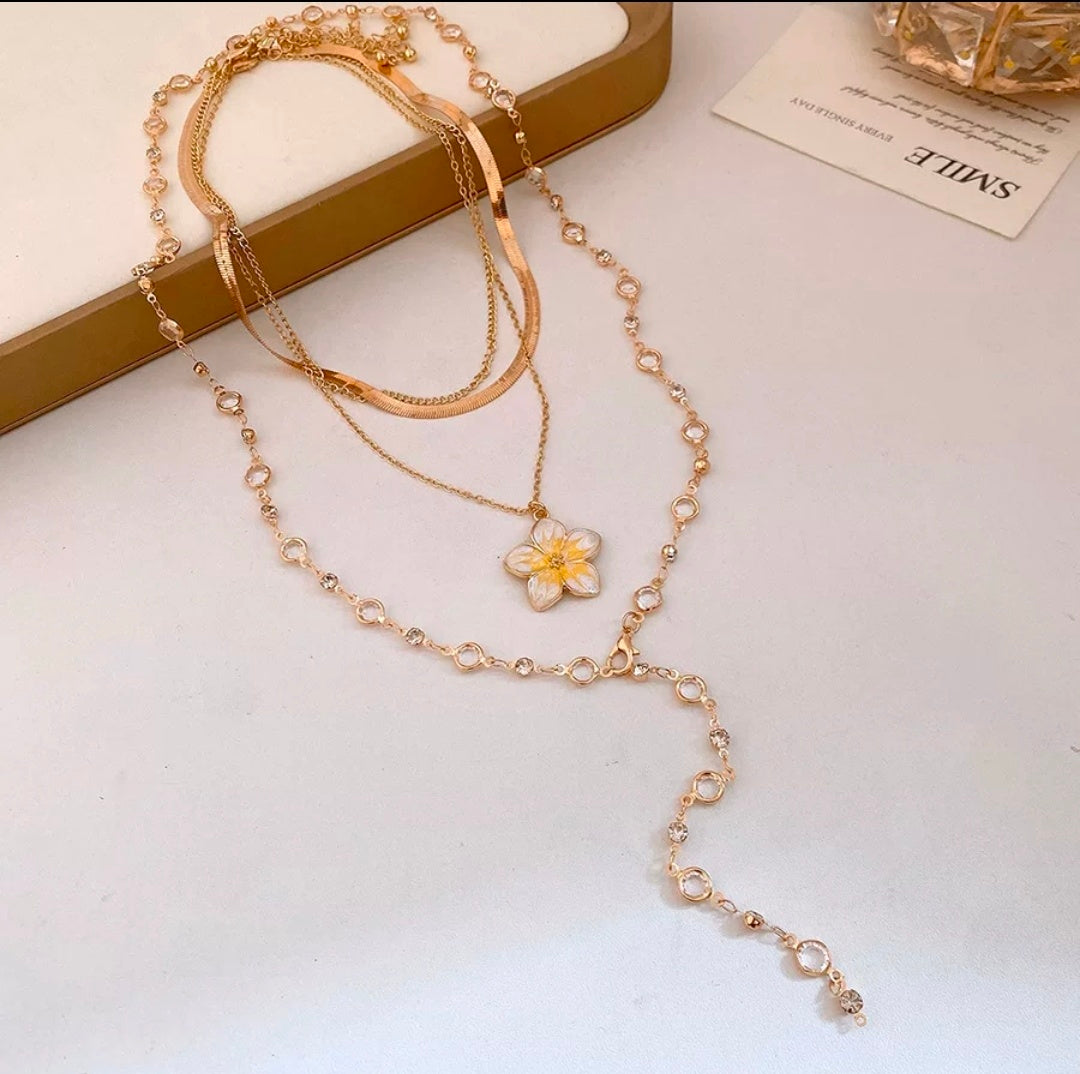 Ocean Drip Flower Layered Y-necklace