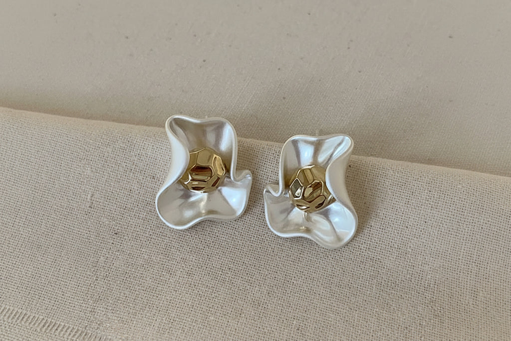 Retro Matte Petal Metal Earrings