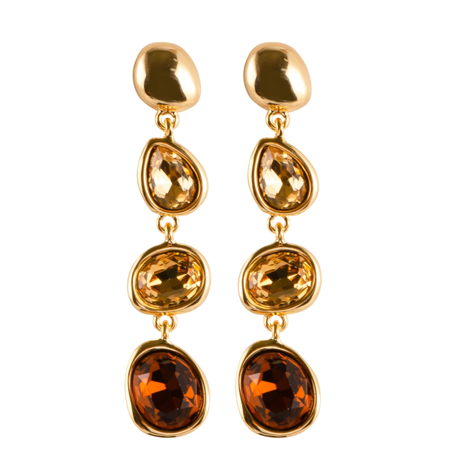Crystal Gemstone Tassel Earrings