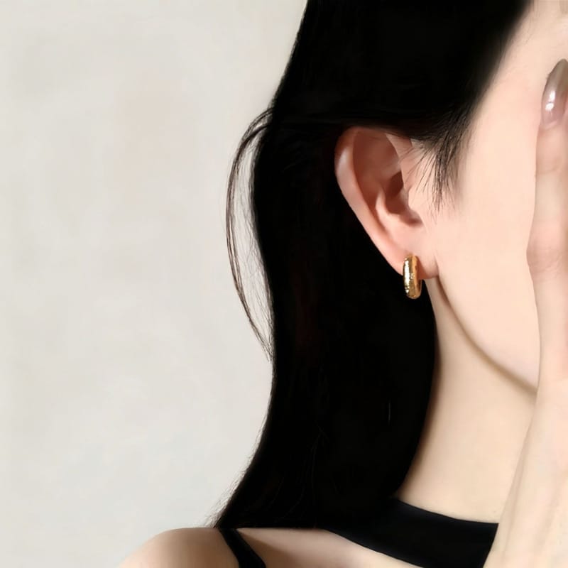 Star Pendant Tilate Golden Circle Earrings - Silver Needle