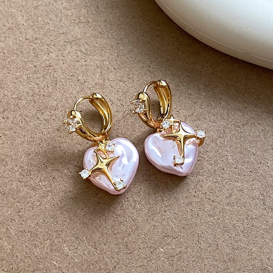 Pearl Zircon Buckles Earrings