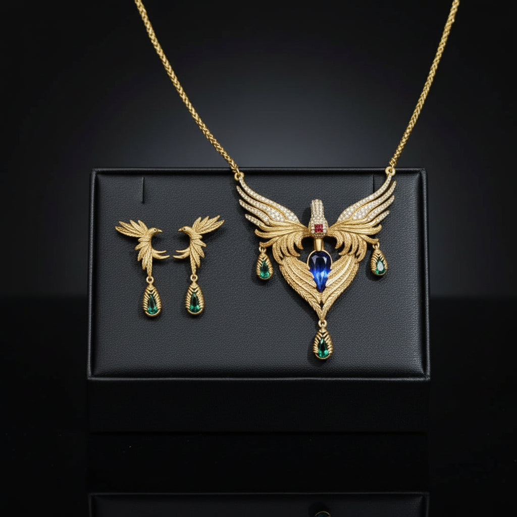 Ascension Phoenix Textured Gold Crystal Set